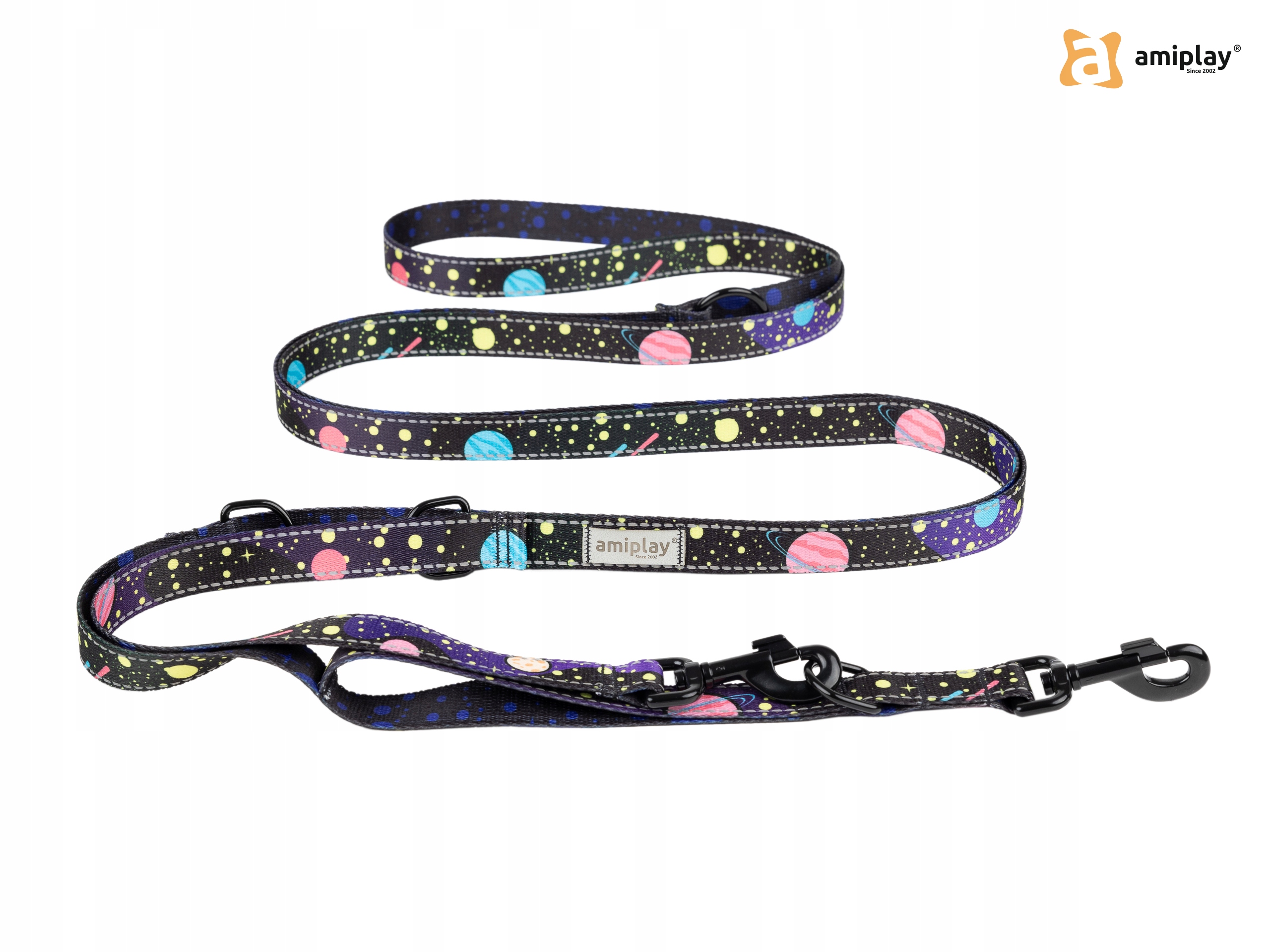 Amiplay BeSpace smycz regulowana 8 in 1 Milkyway rozmiar L