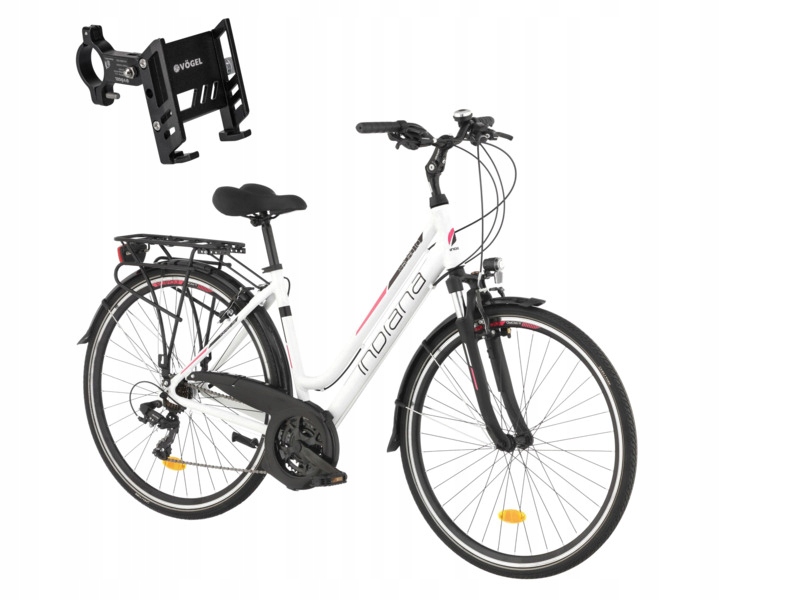 Rower trekkingowy Indiana X-Road 1.0 28 cali damski Uchwyt na telefon