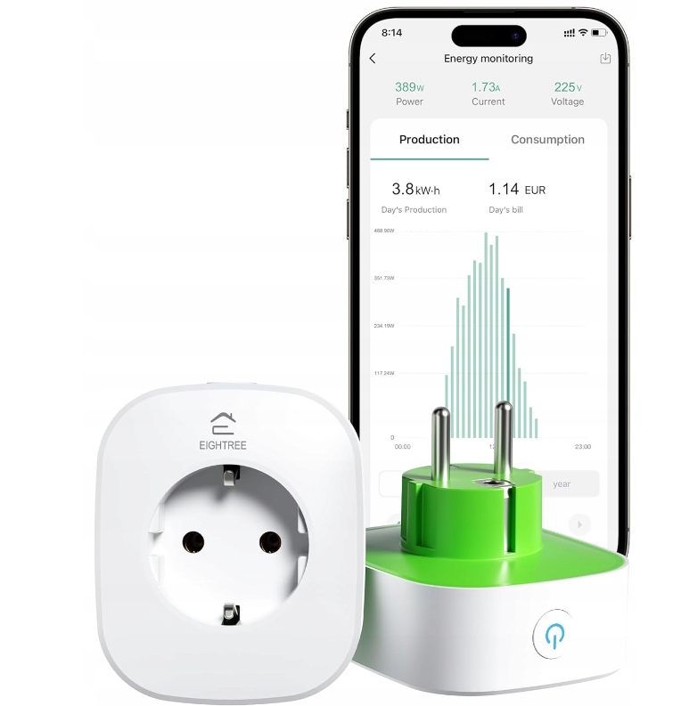 EIGHTREE Inteligentne Gniazdko WLAN z Pomiarem Energii do Balkonkraftwerk — miniatura 9