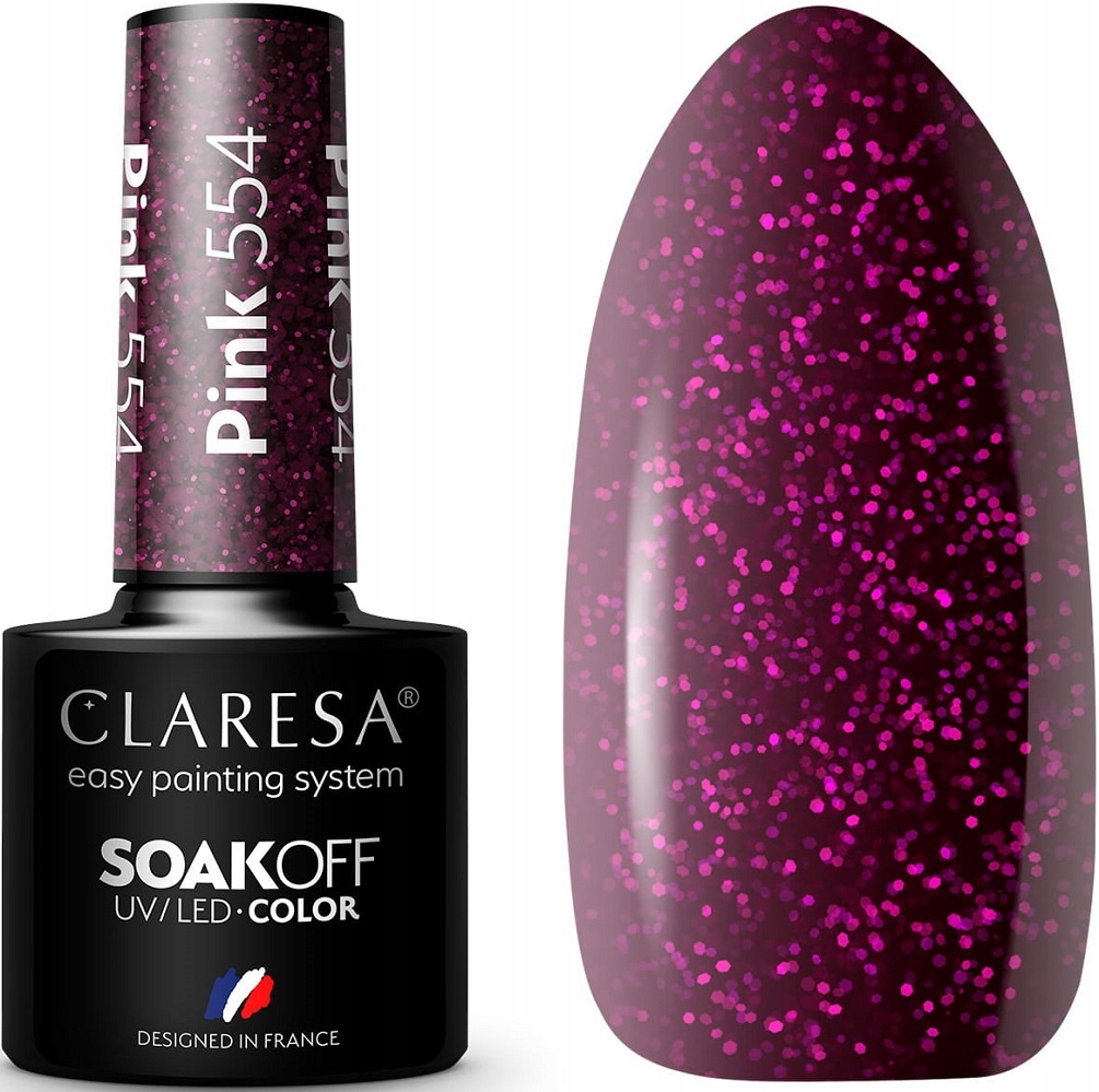 

Claresa Lakier Hybrydowy Pink 554 Fiolet Drobinka