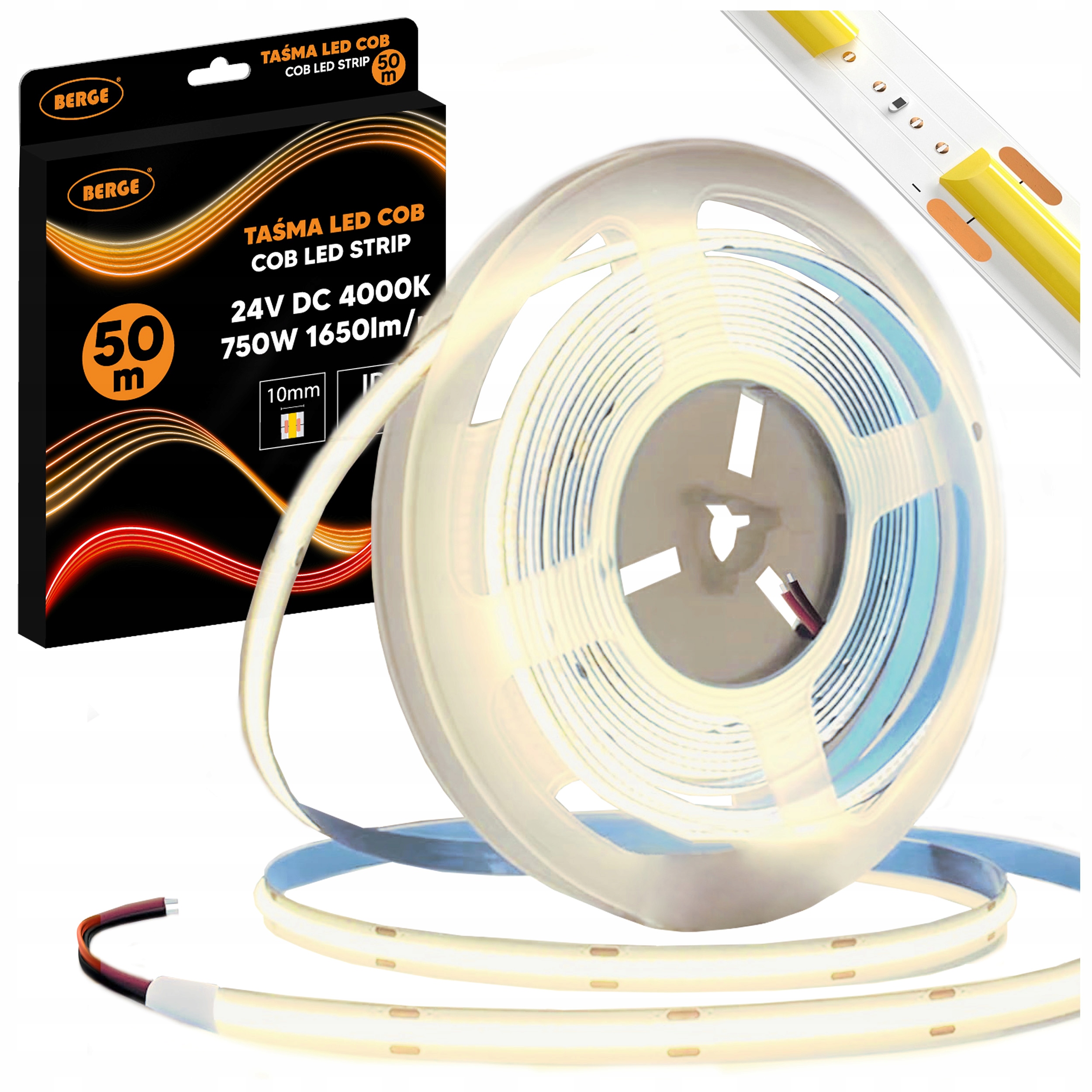 Led pásik Cob Neon 24V 50 m Veľká rolka 528D 15W/m 1650lm/m 4000K Neutrálna