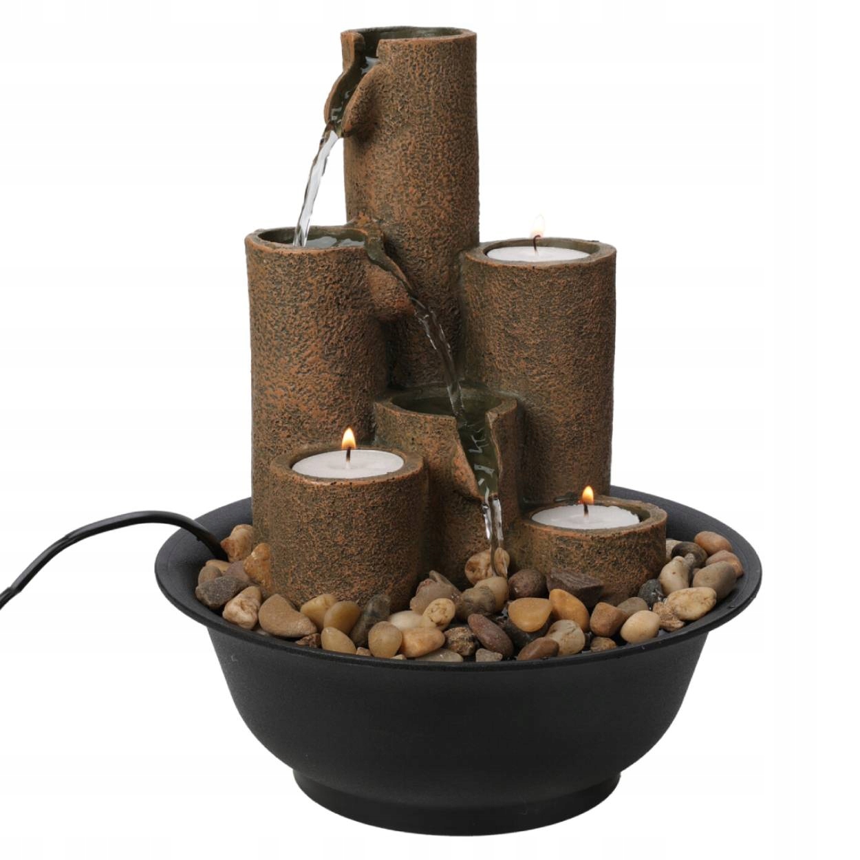 Dekorativní fontána s podsvícením a kameny 21x21x26 cm