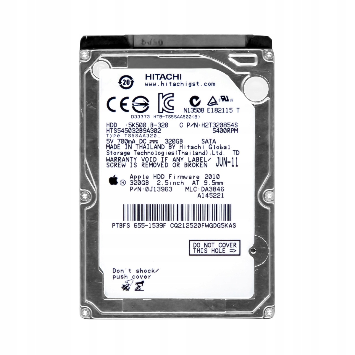 TravelStar 5K500.B 320GB 5.4K 8MB Sata II 2.5'' HTS545032B9A302