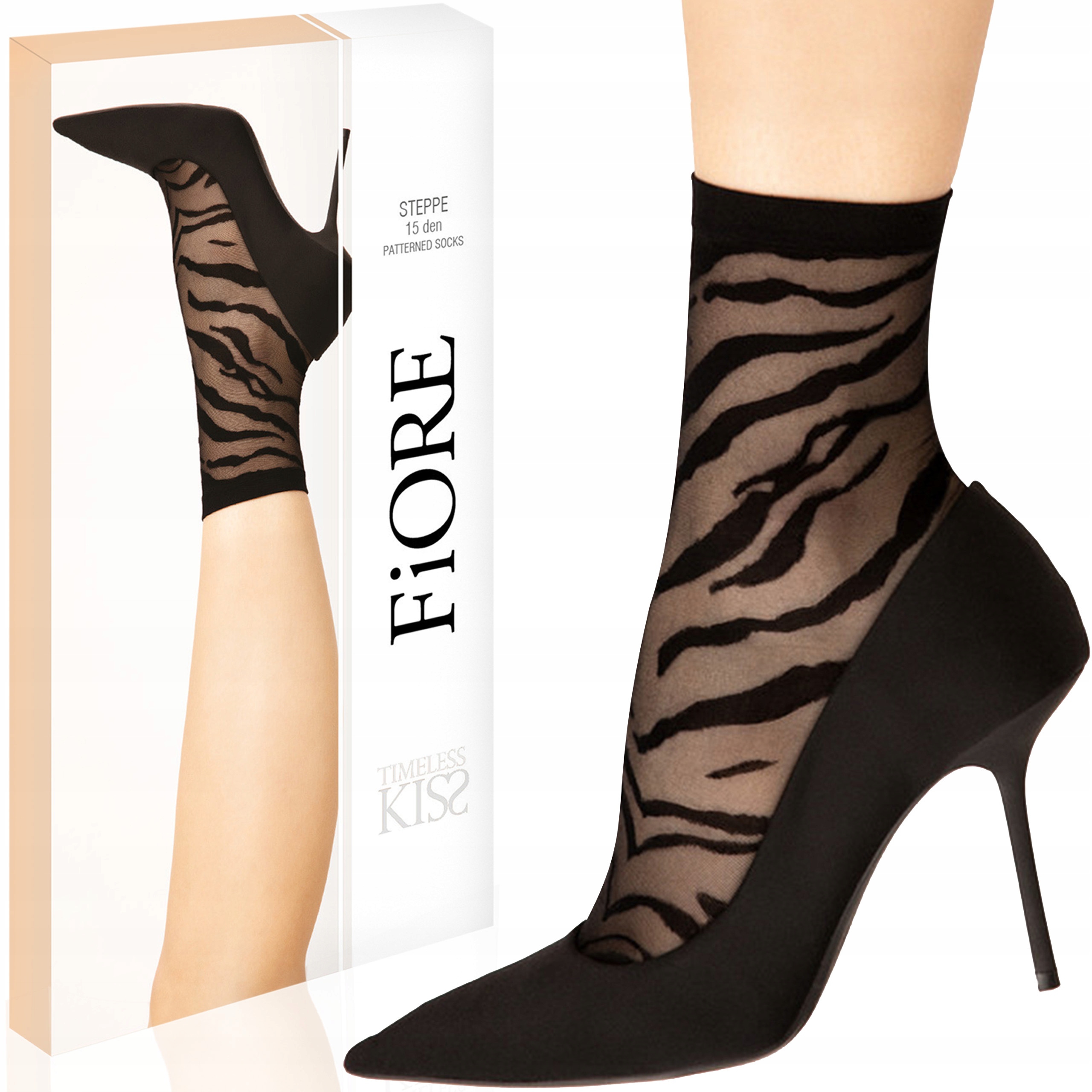 

Fiore Skarpetki Wzorzyste Steppe, 15 den, Black