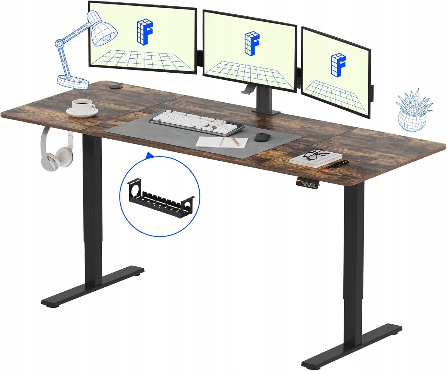 Elektrický stôl s nastaviteľnou výškou a ergonomickým háčikom Flexispot