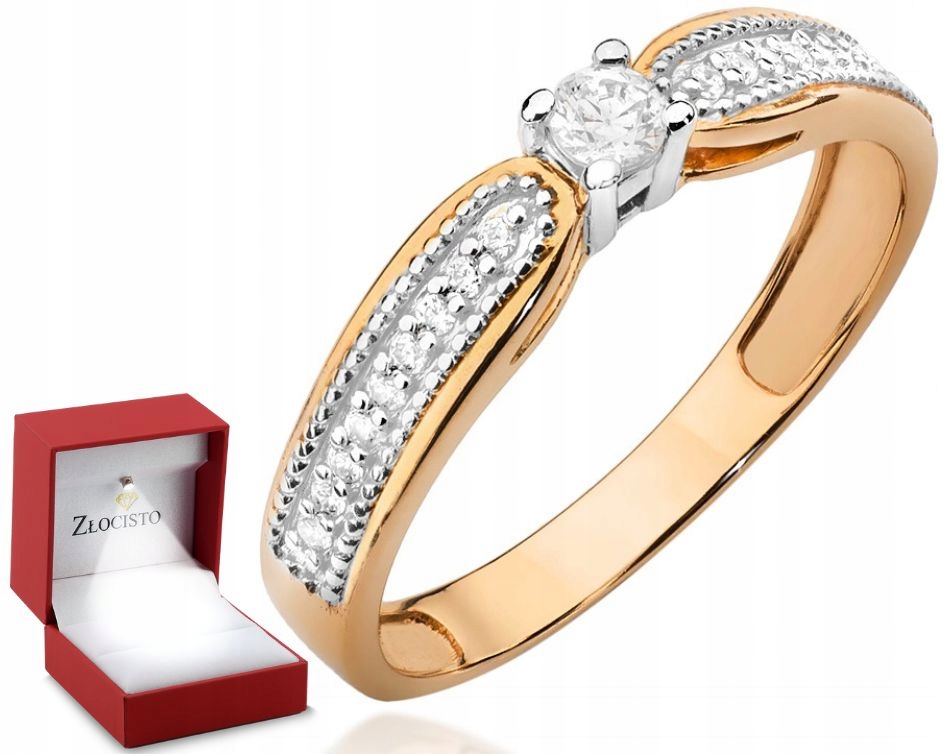 Zlatý prstýnek z růžového zlata s brilianty