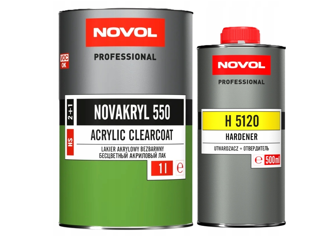 Lakier akrylowy bezbarwny Novakryl 550 1L utwardzacz 0,5L Novol