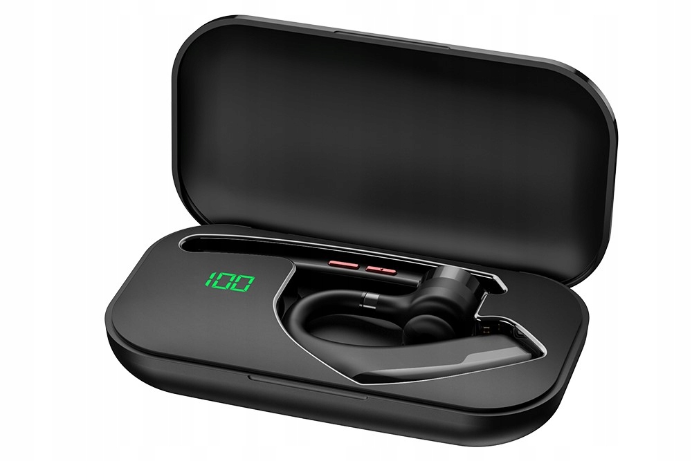 Słuchawka Bluetooth 5.2 PRO QCC Krexus CVC Dual-Mic HD Audio + Powerbank Kolor czarny
