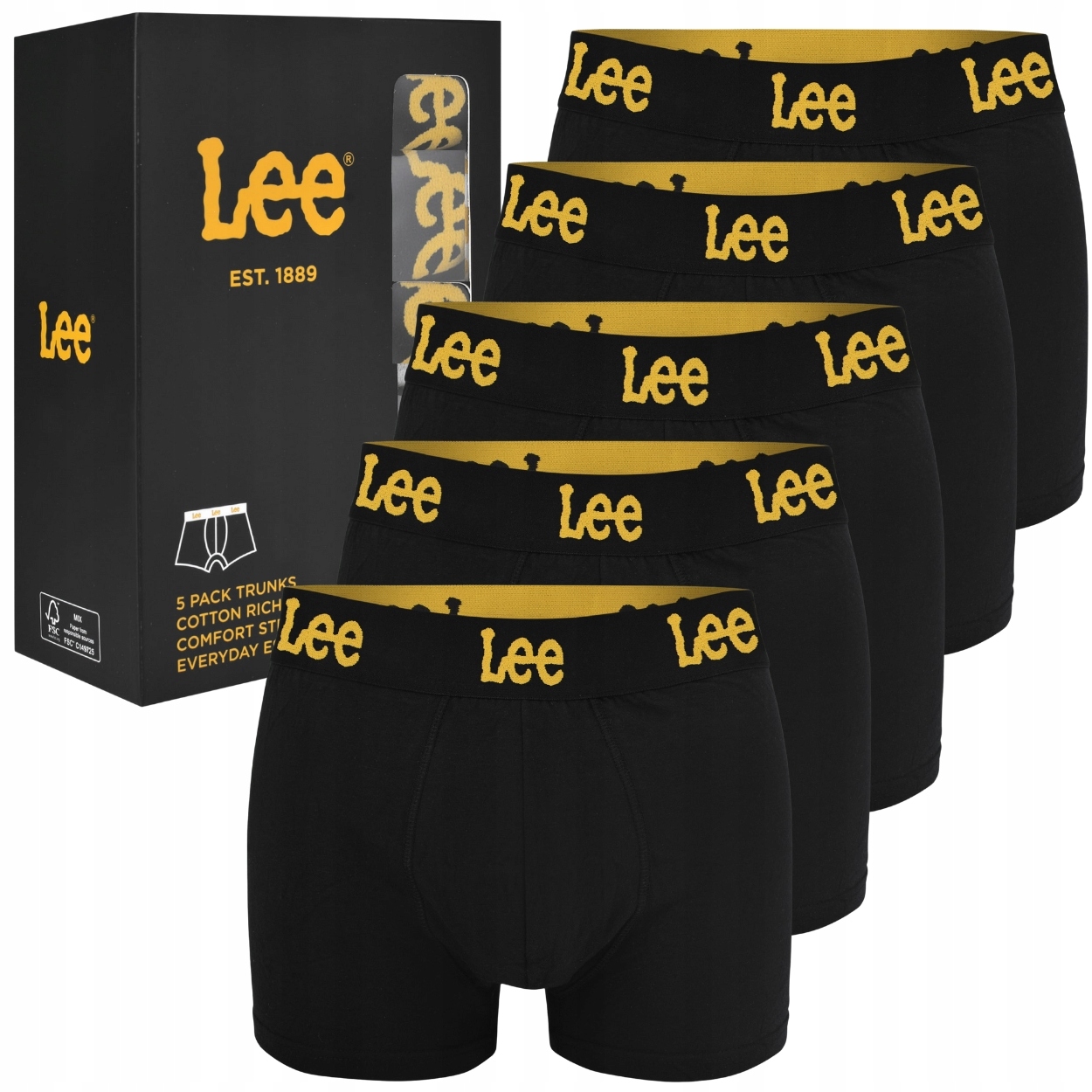 Lee Innes Black černé měkké elastické pánské boxerky slipy 5 kusů M