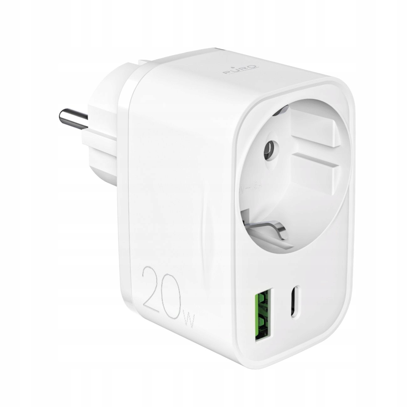 Síťová Nabíječka Usb-a Usb-c S Konektorem Schuko Pd 20W Bílá