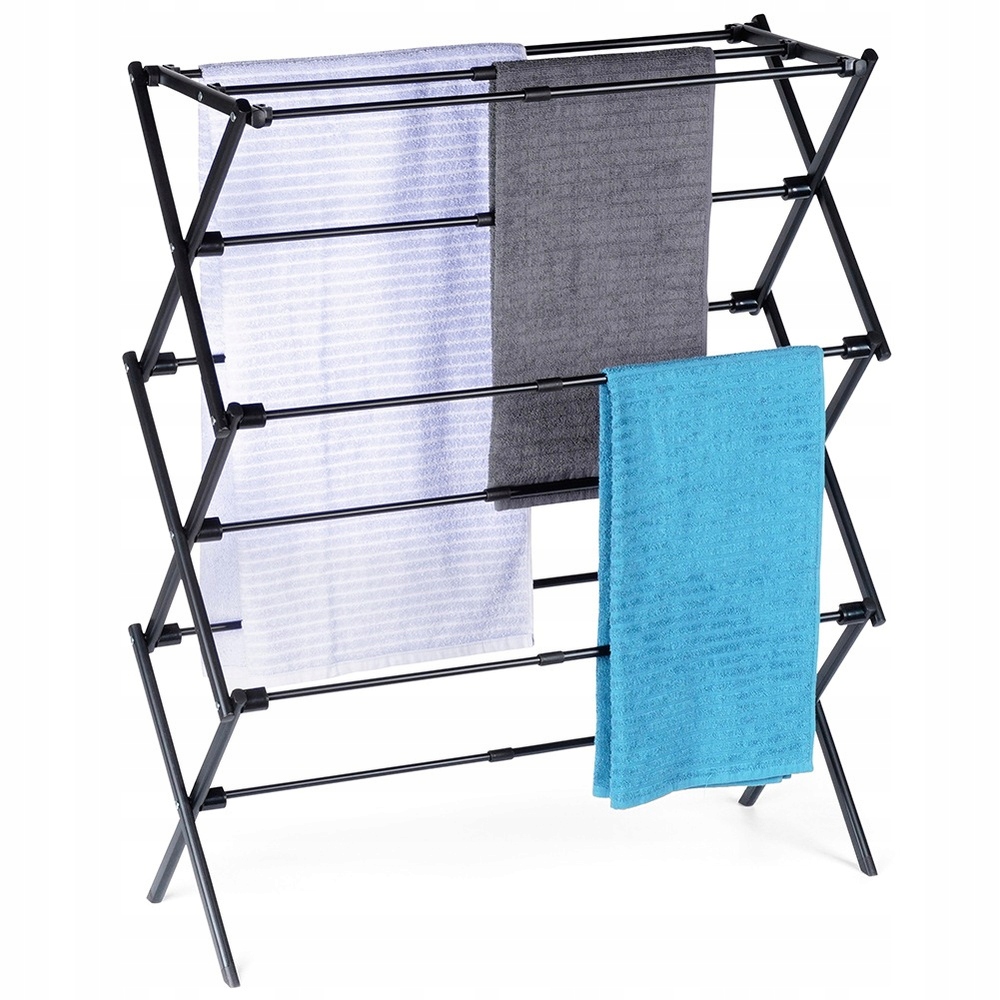 Levně Sušák Na Prádlo Černá, Kovová, Vertikální, Výsuvný Stojan Na Prádlo