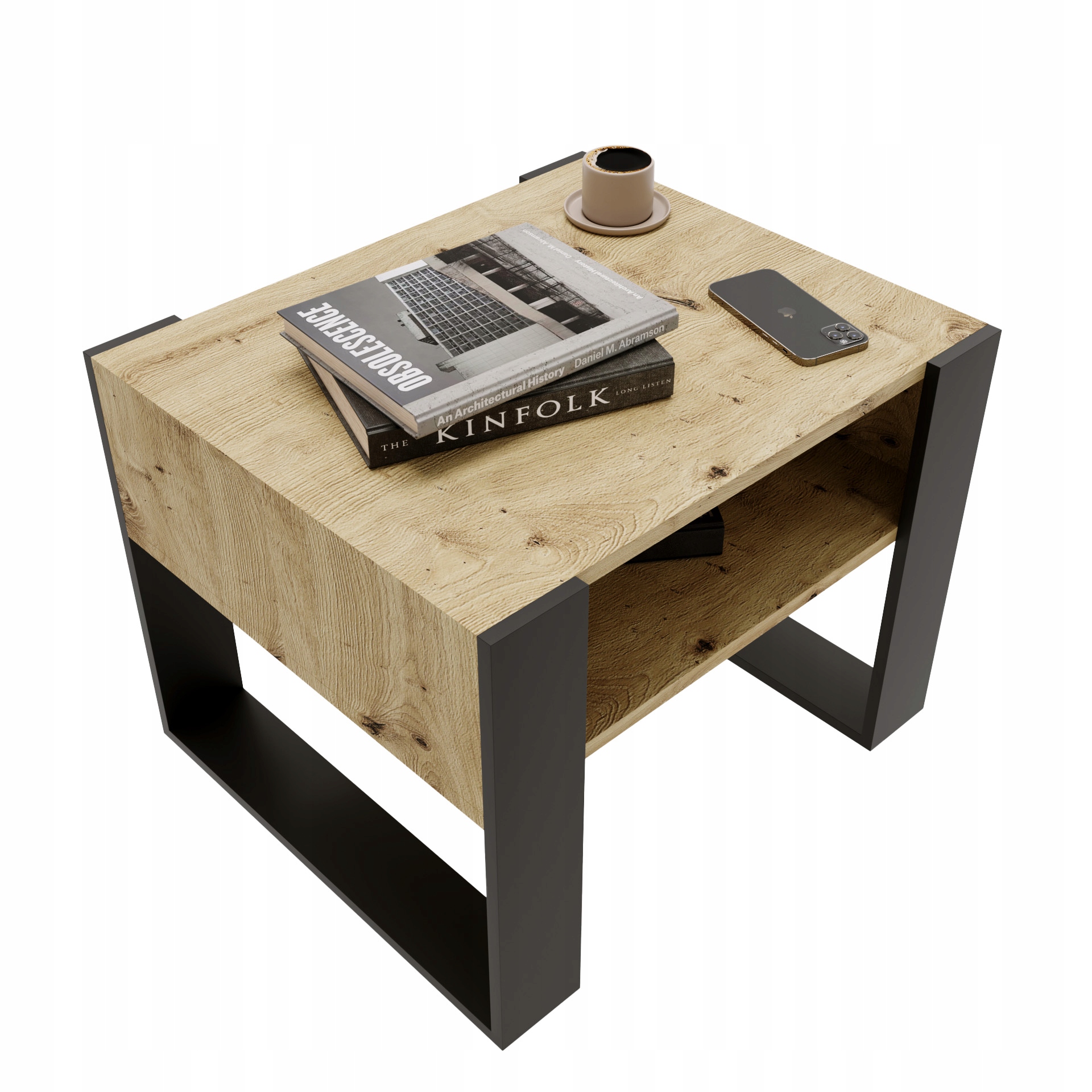 Kávový stolek lavice Karo 65 cm Dub Artisan/Černý loft 65x53,6x45