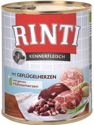 4x Rinti Rinti Kennerfleisch Geflugelherzen krmivo pro psy 800 g