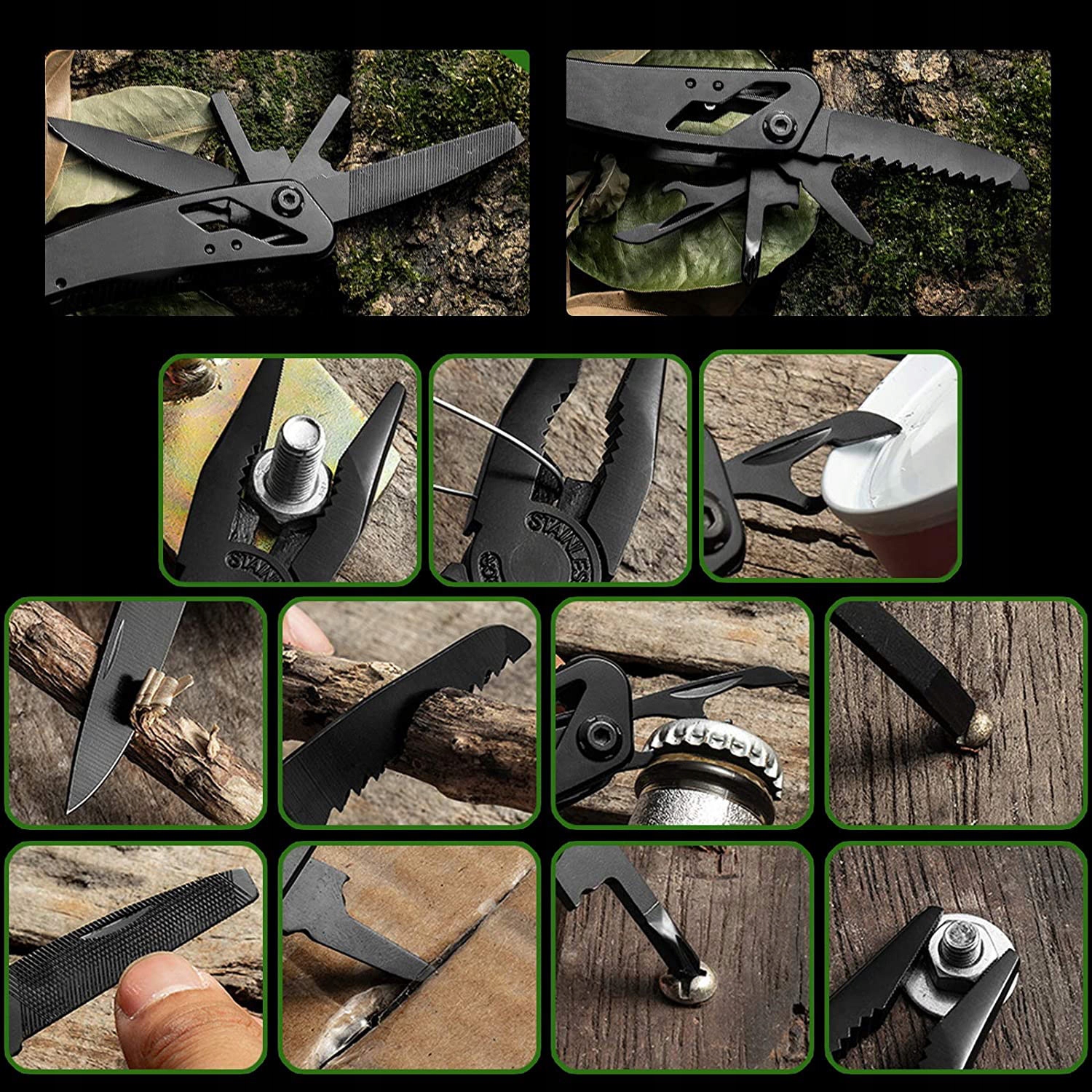 MULTITOOL SCYZORYK NARZĘDZIE WIELOFUNKCYJNE 21w1 Model MULTITOOL 21w1 PRO SET SURVIVALOWY NARZĘDZIE