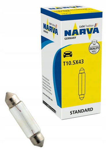 10 x Narva Standard Żarówka Rurkowa C10W 12V 10W 11x41 MM