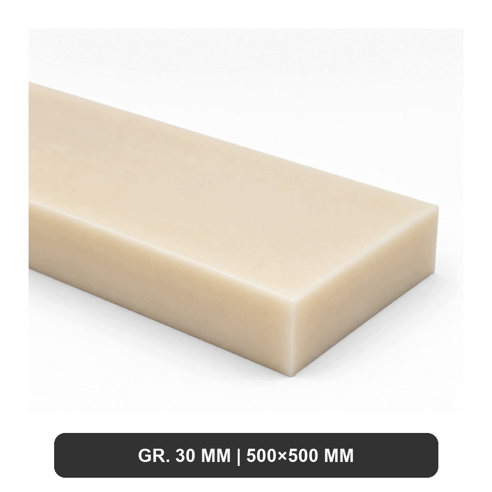 PA6G Přírodní Deska O Tloušťce 30 MM 500 X 500 MM