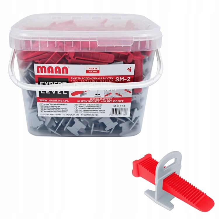 Sada pro pokládání dlaždic 4 – 15 mm klipy 2 mm 500 ks klínky 100 ks