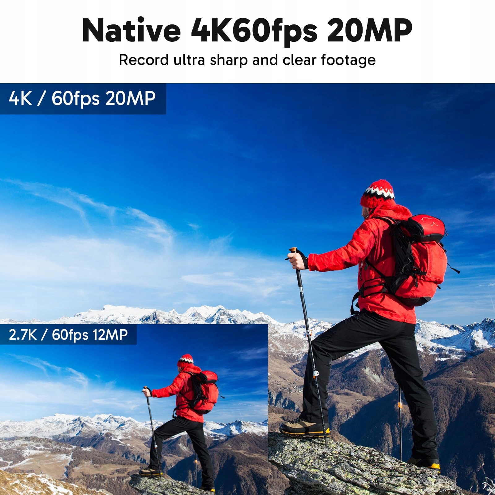 AKASO Kamera Sportowa 4K 60FPS 40M Podwodna 20MP WiFi Ekran Dotykowy — miniatura 2