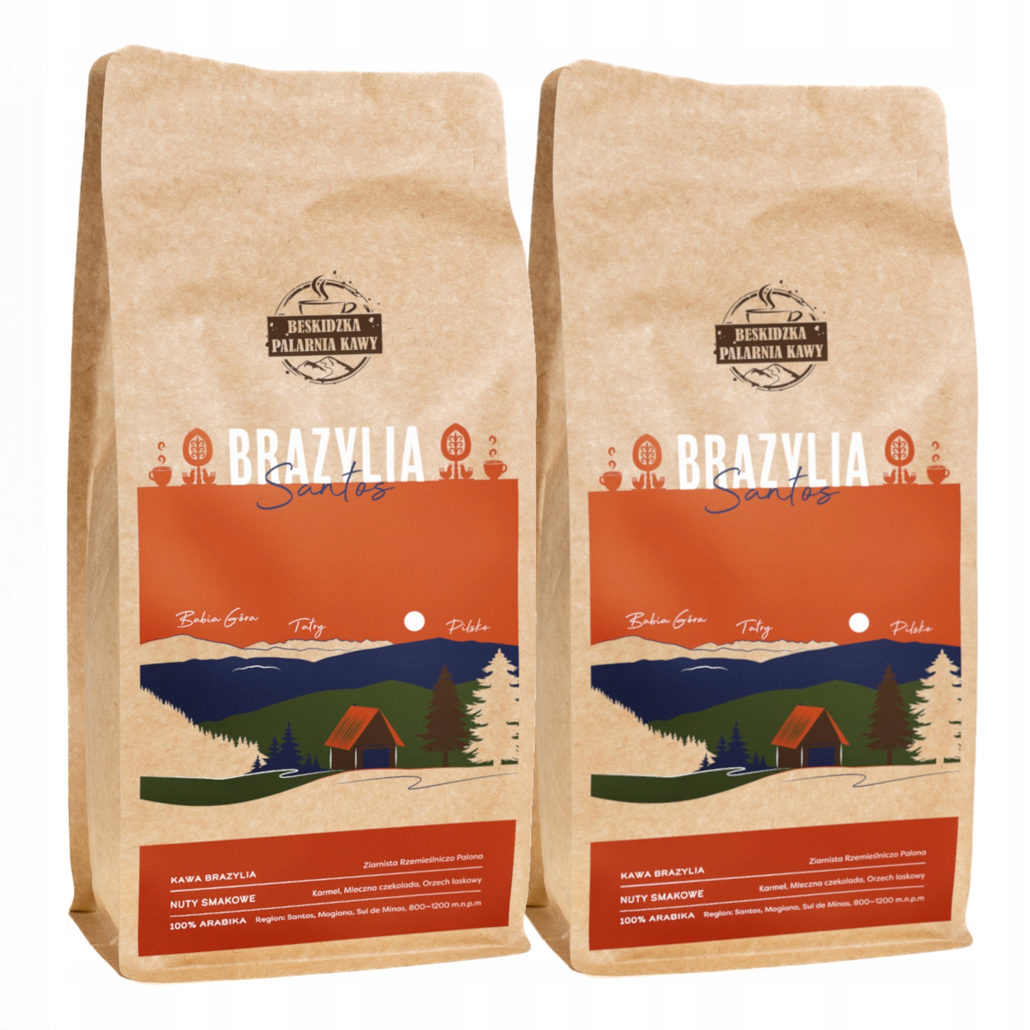Čerstvě Pražená Mletá Káva Brazílie Santos 2x1 kg 100% Arabica Speciality