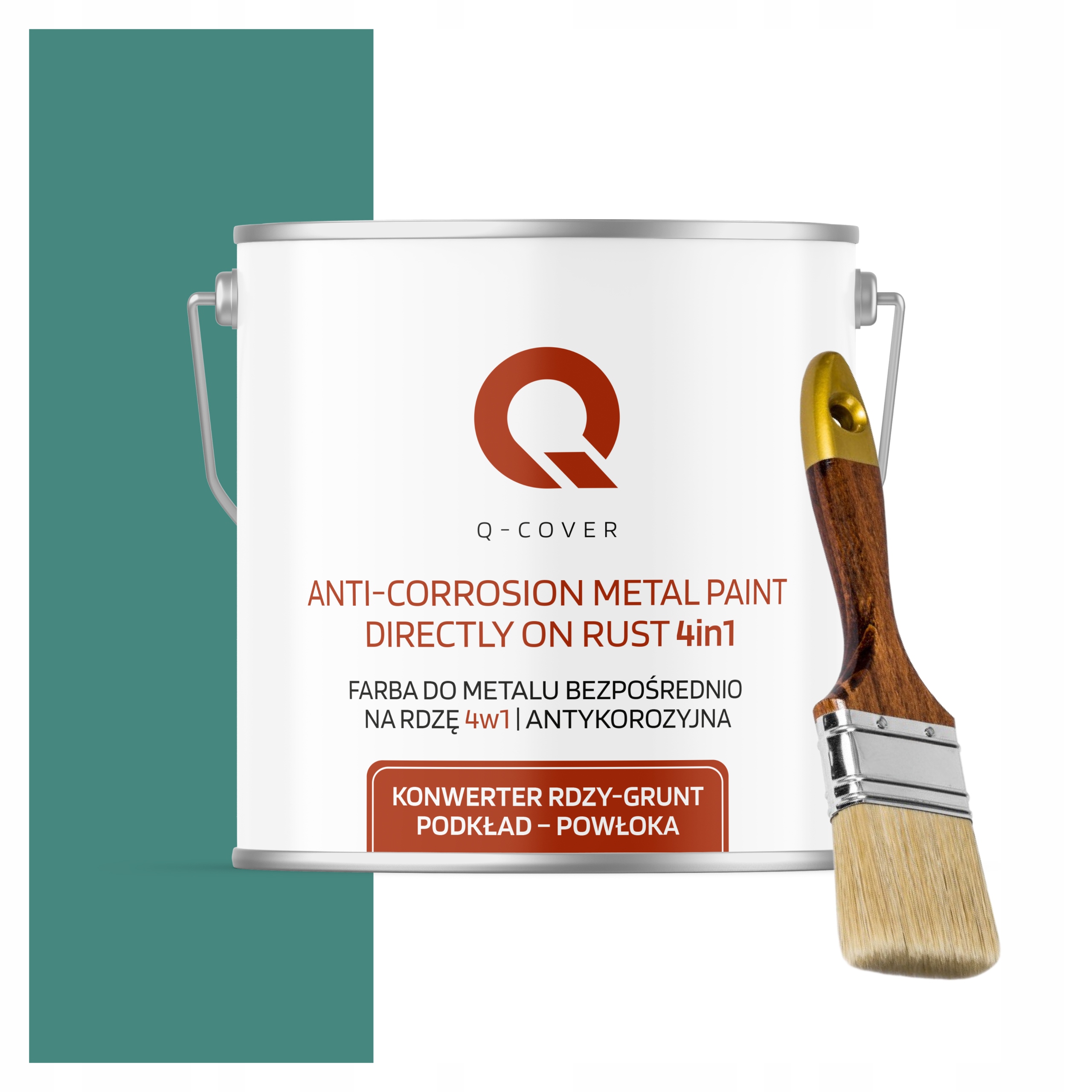 Antikorózna farba na kov 5 l, vysoký lesk, tyrkysová, mätová štetec