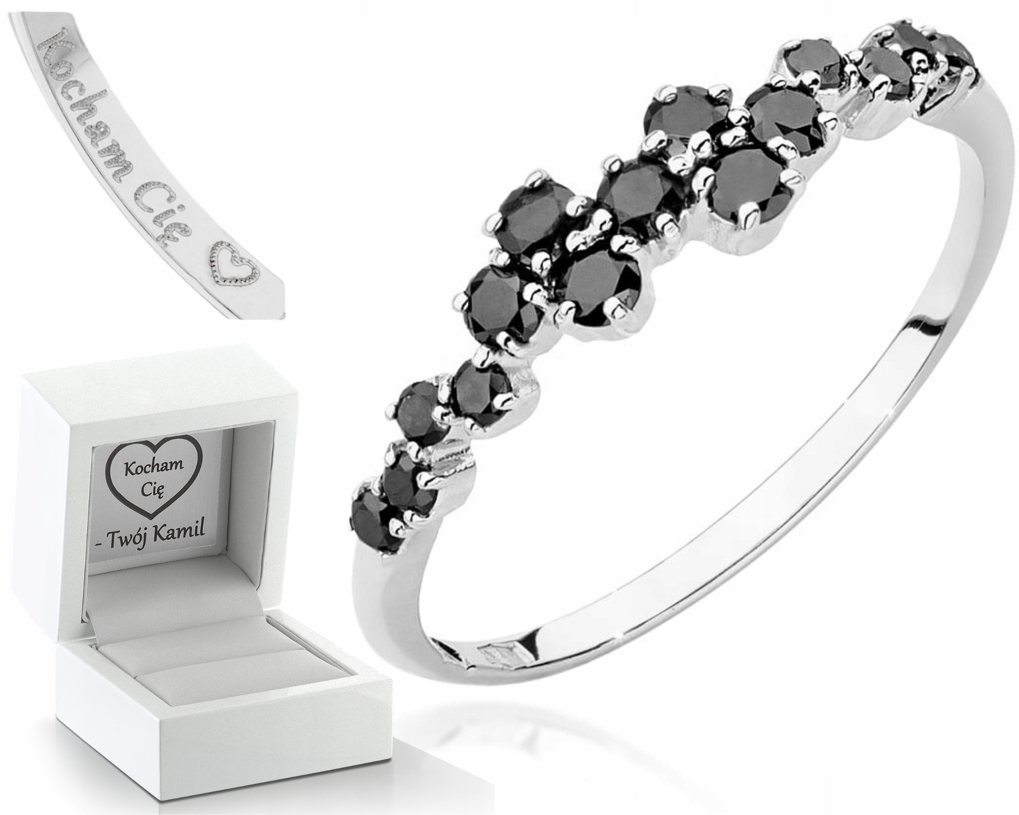 Prstýnek Z Bílého Zlata S Černými Brilianty