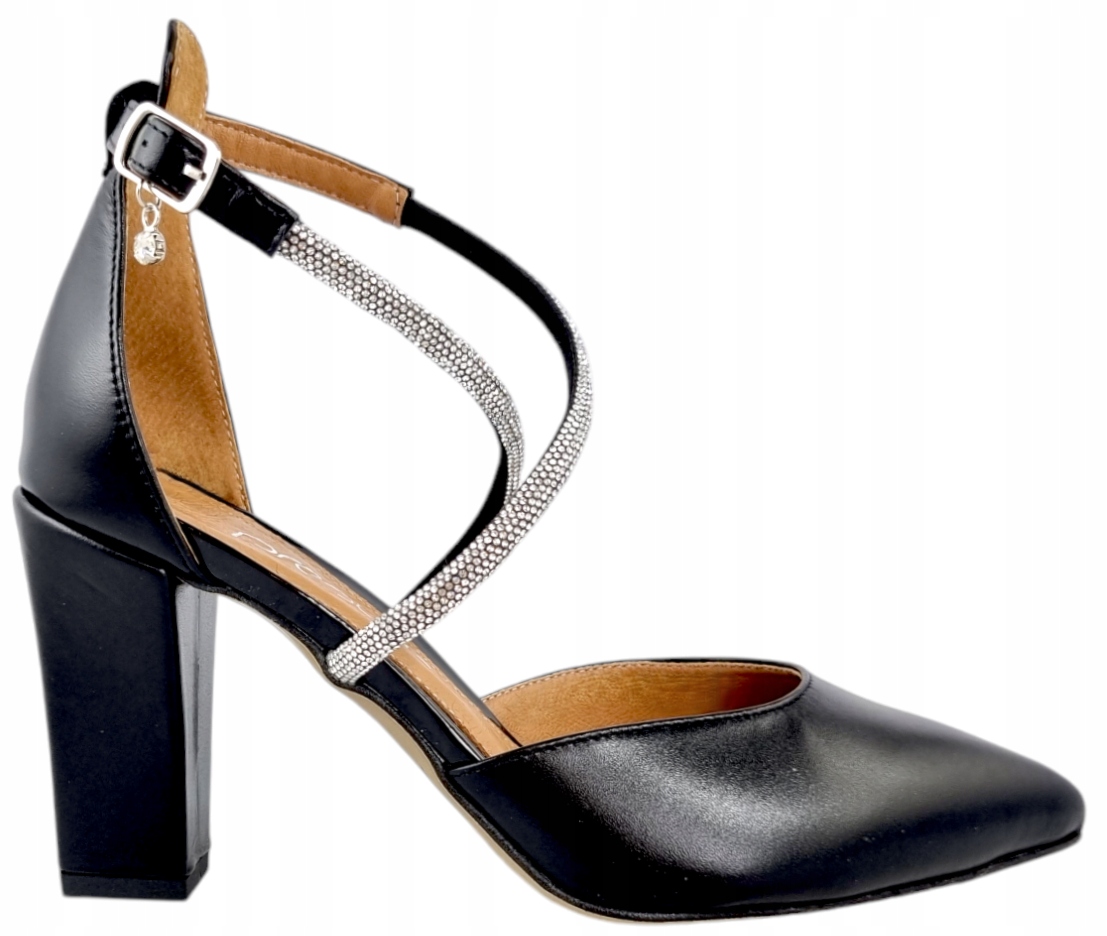 Prestige 2227/OBL černé lodičky sr. flitry dámské elegantní sloupek vel. 40