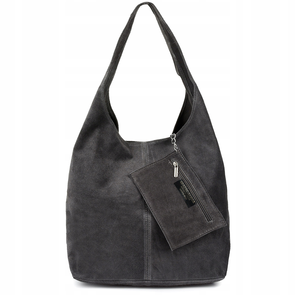 

zamszowa torebka skórzana na ramię z saszetką duża