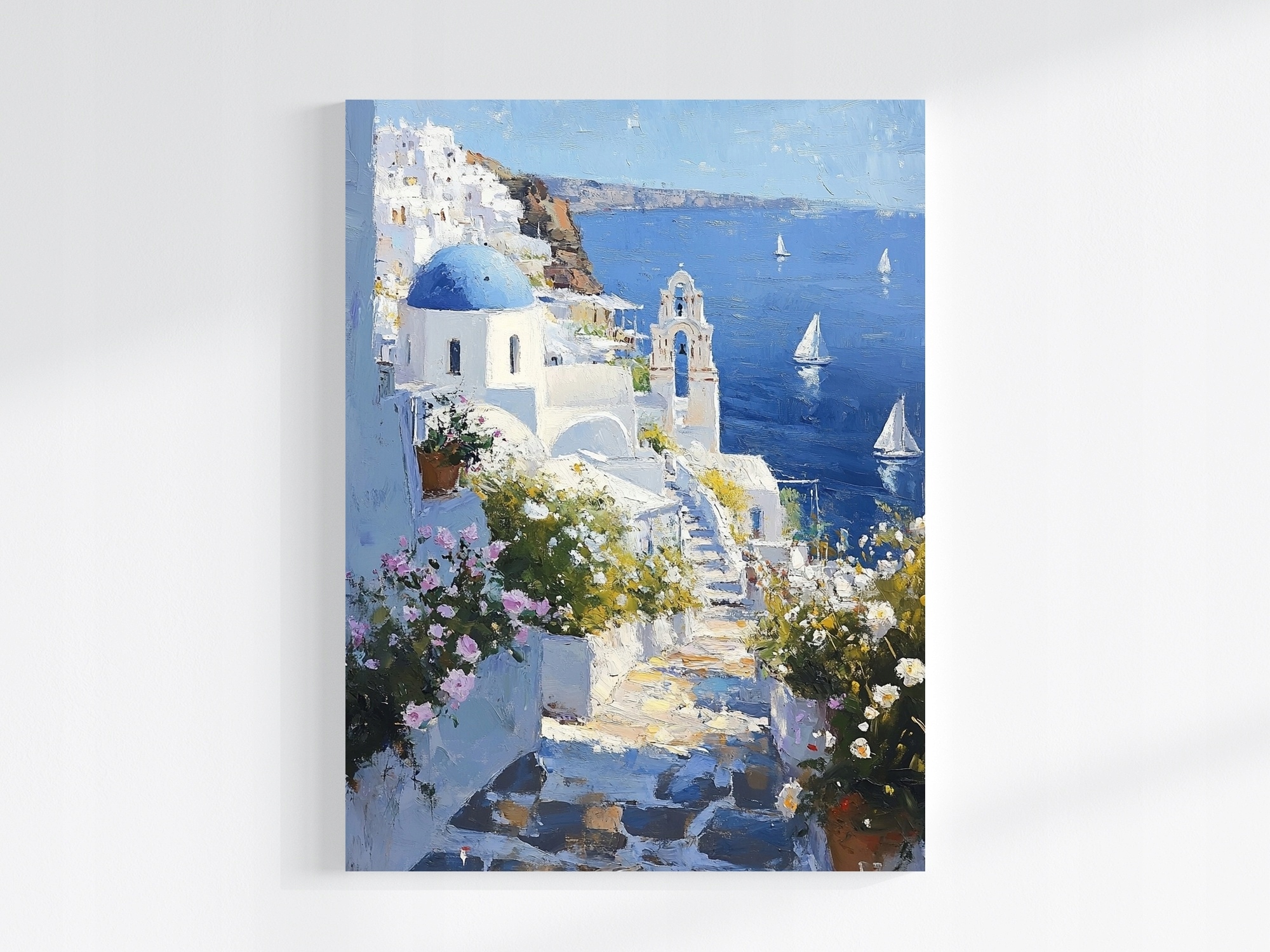 Obraz Na Plátně Canvas Krajina Řecko Santorini Moře Pohled Na Schody 75x100