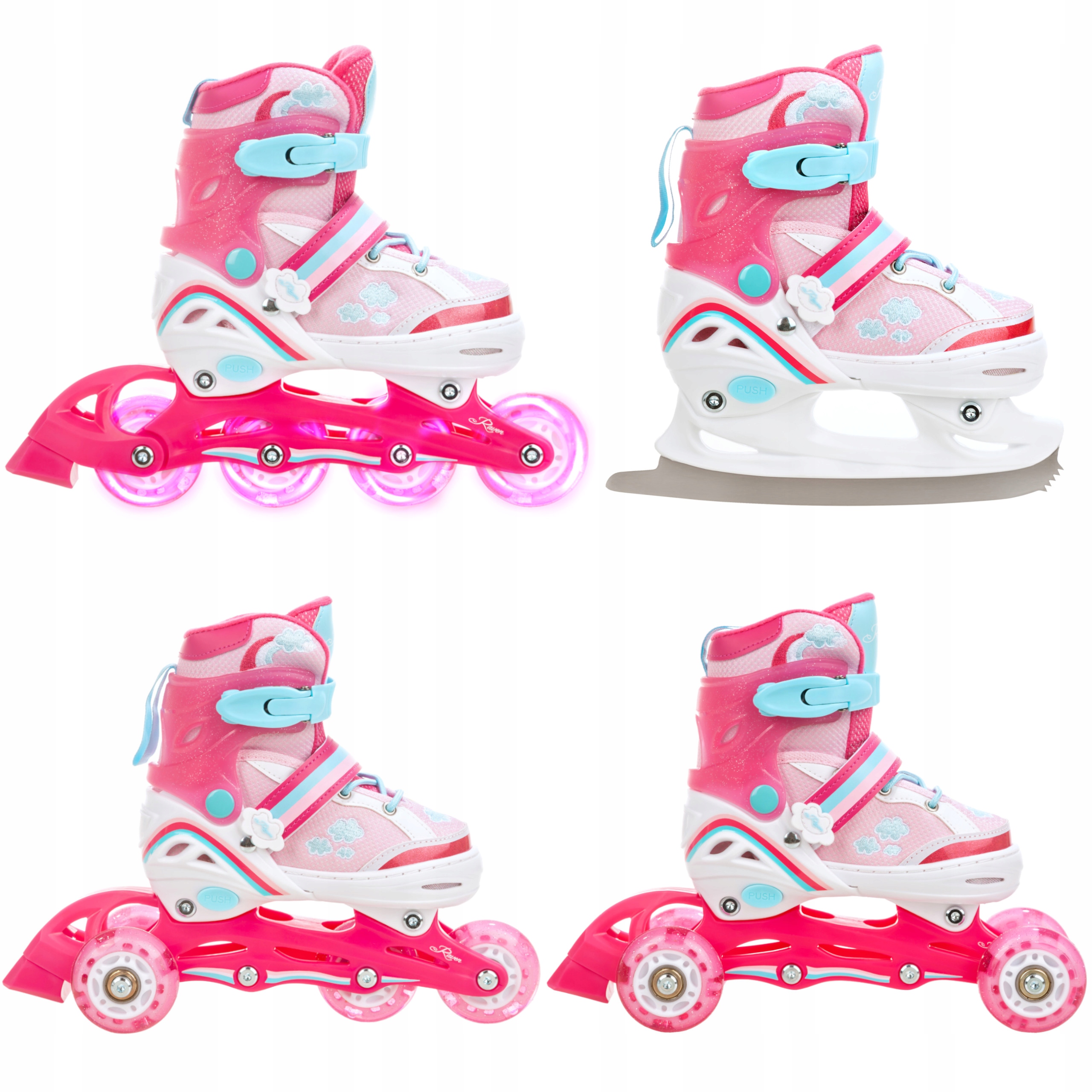 Rolki Łyżwy Wrotki 4w1 Raven Zoya 27-30 Kółka Led