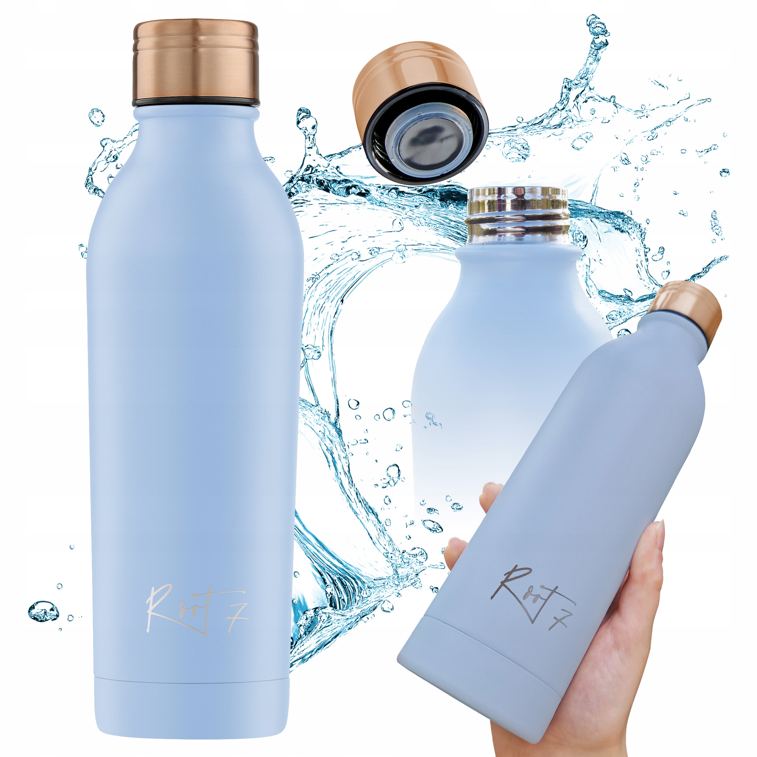 Termos Stalowy Butelka Termiczna na Kawę Herbatę Niebieski 500 ml ROOT7