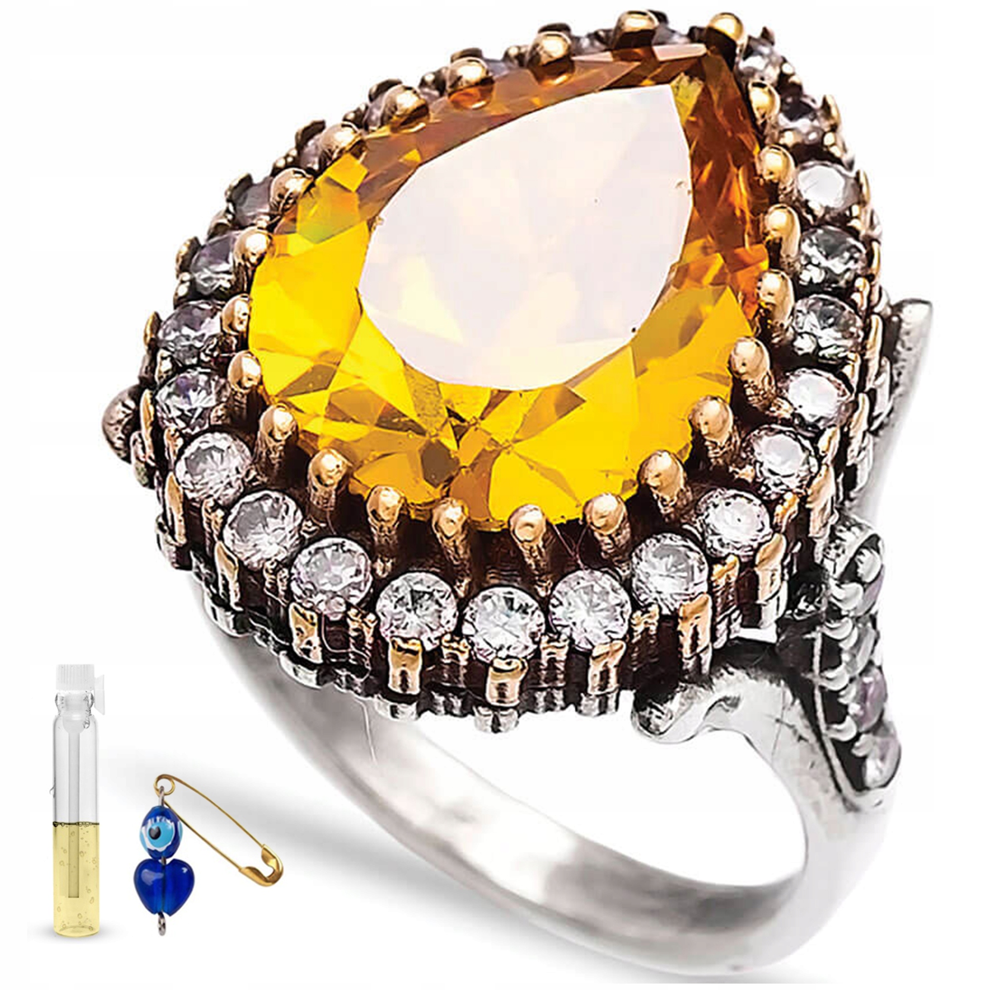 Prstýnek Stříbrný Elegantní Originální Se Zirkony Citron Gravírování