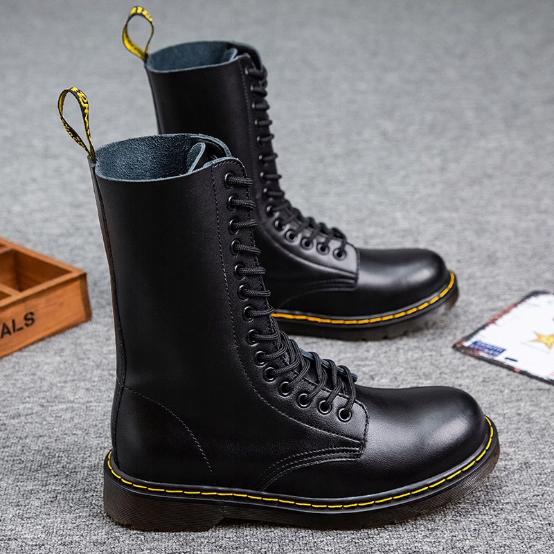 45 GLANY BOTKI OFICERKI DR COMBAT BOOTS SKÓRZANE TRAPERKI KOZAKI 14 DZIUREK Rozmiar 45