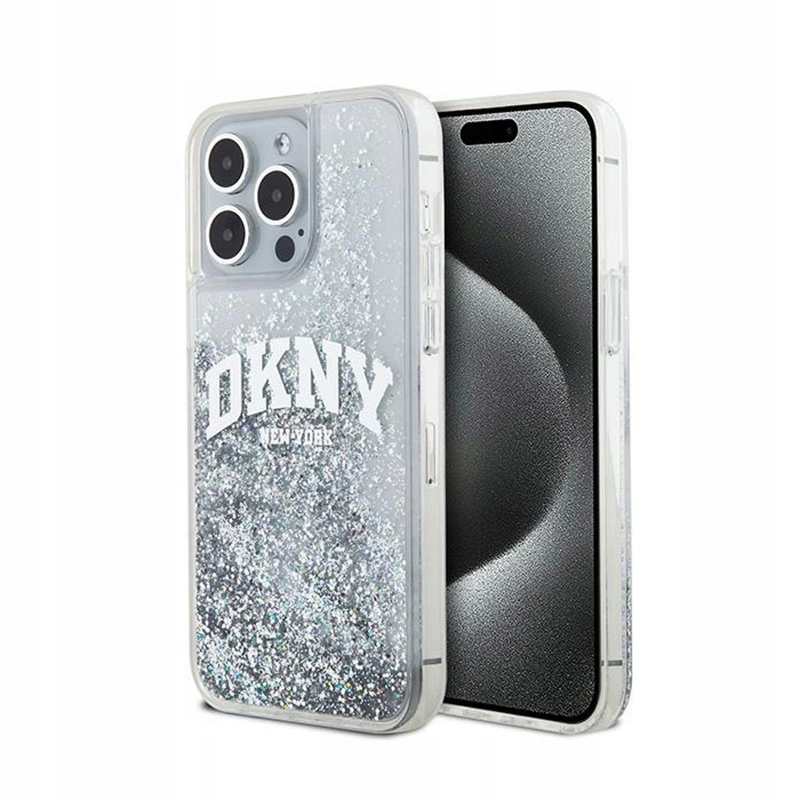 Dkny Liquid Glitter Big Logo Pouzdro pro iPhone 15 Pro (bílé)