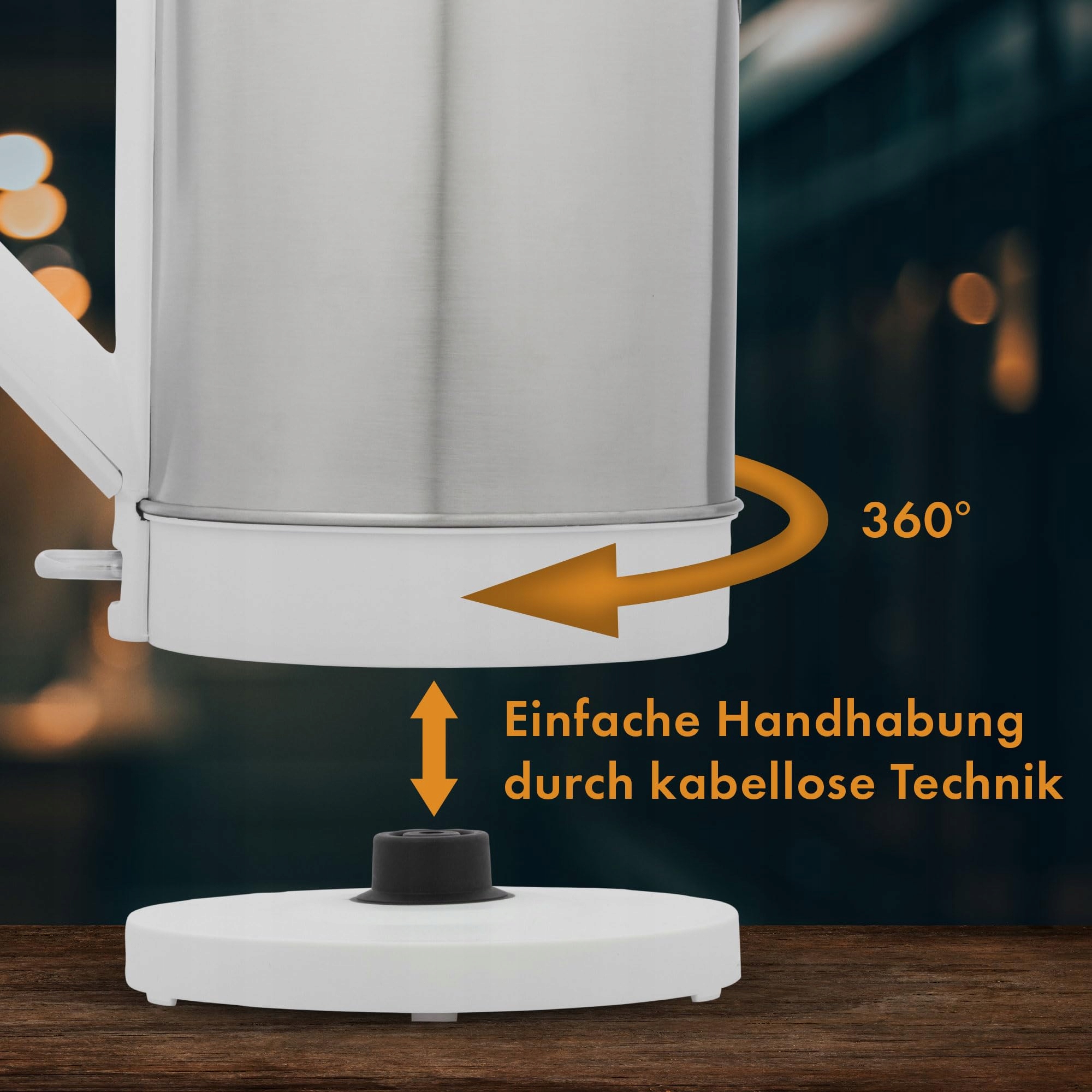 CLATRONIC Czajnik Elektryczny 1.5L 2200W Automatyczne Wyłączanie Biały Inox — miniatura 6