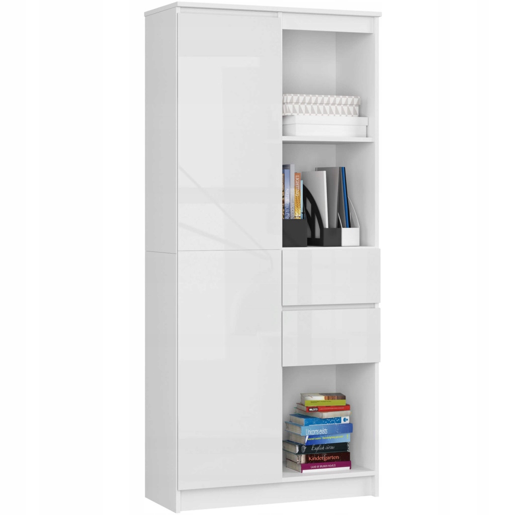 Kancelársky regál R15 Clp 80 cm biely lesk na knihy Akd