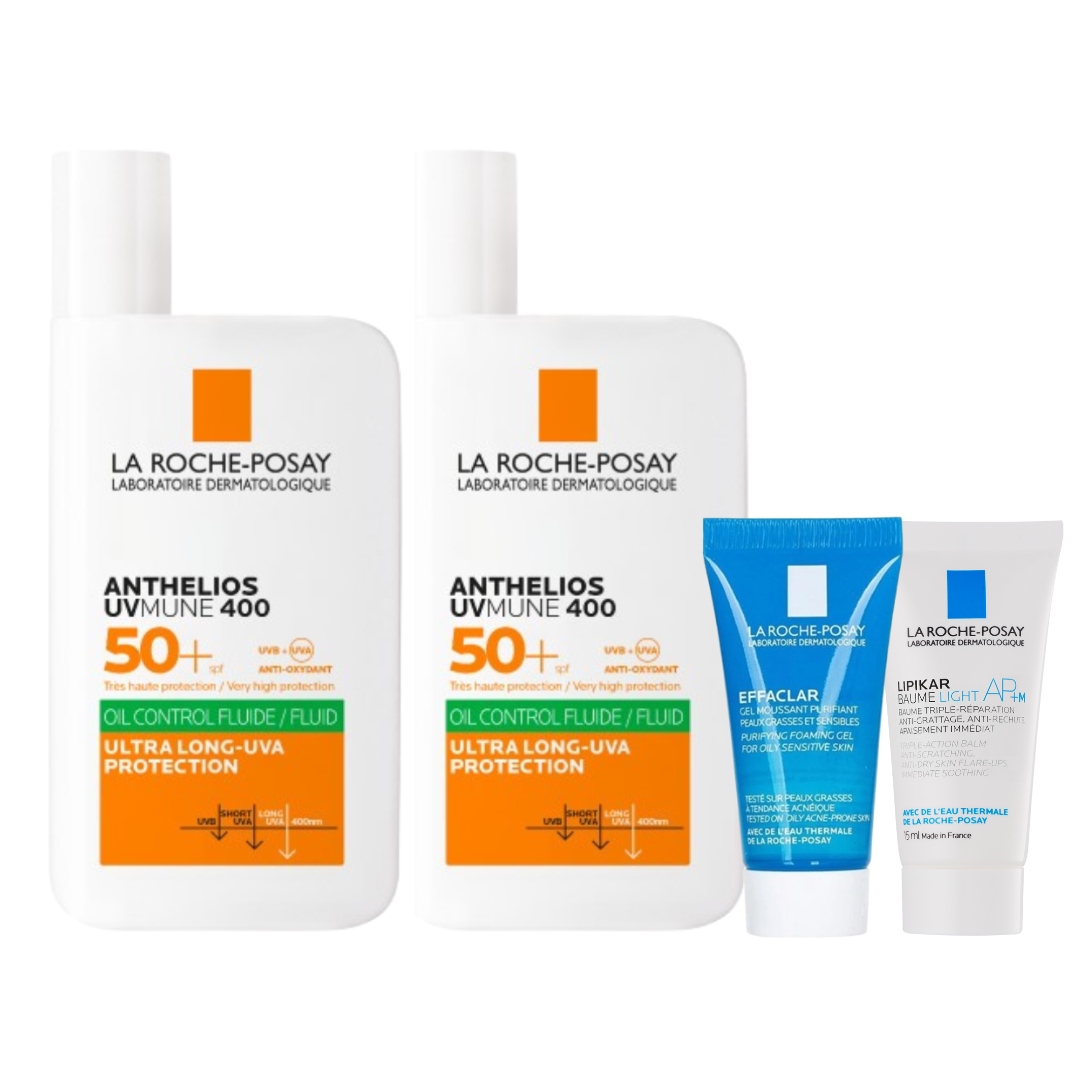 La Roche-Posay Anthelios UVMune 400 Fluid Oil Control SPF50+ 50ml 2-pak