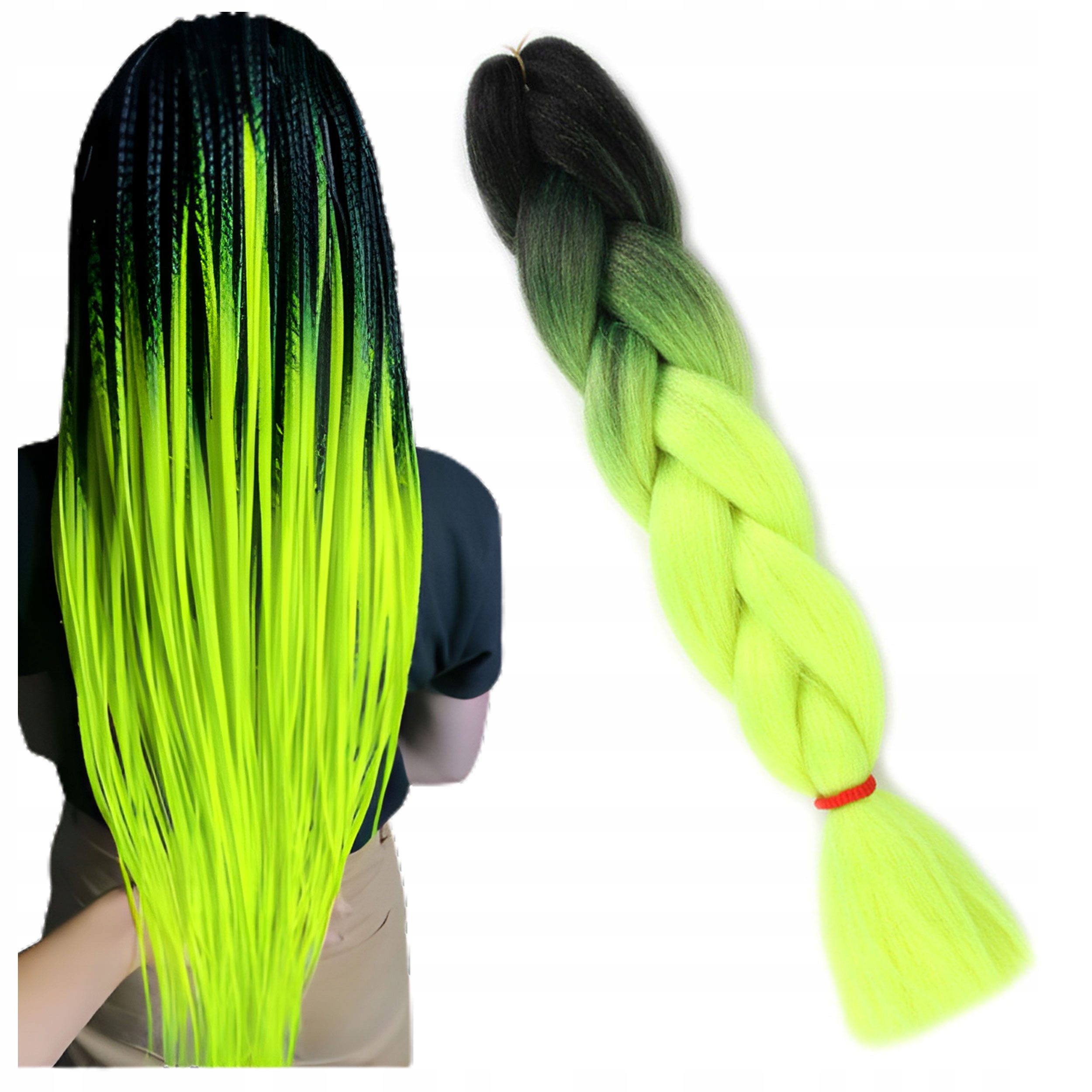 WŁOSY SYNTETYCZNE KOLOROWE WARKOCZYKI PASMA OMBRE