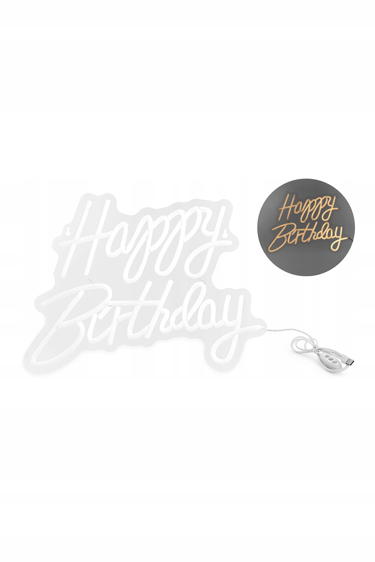 Lampka Led Happy Birthday dekoracja na Urodziny biała ciepła Led lampa