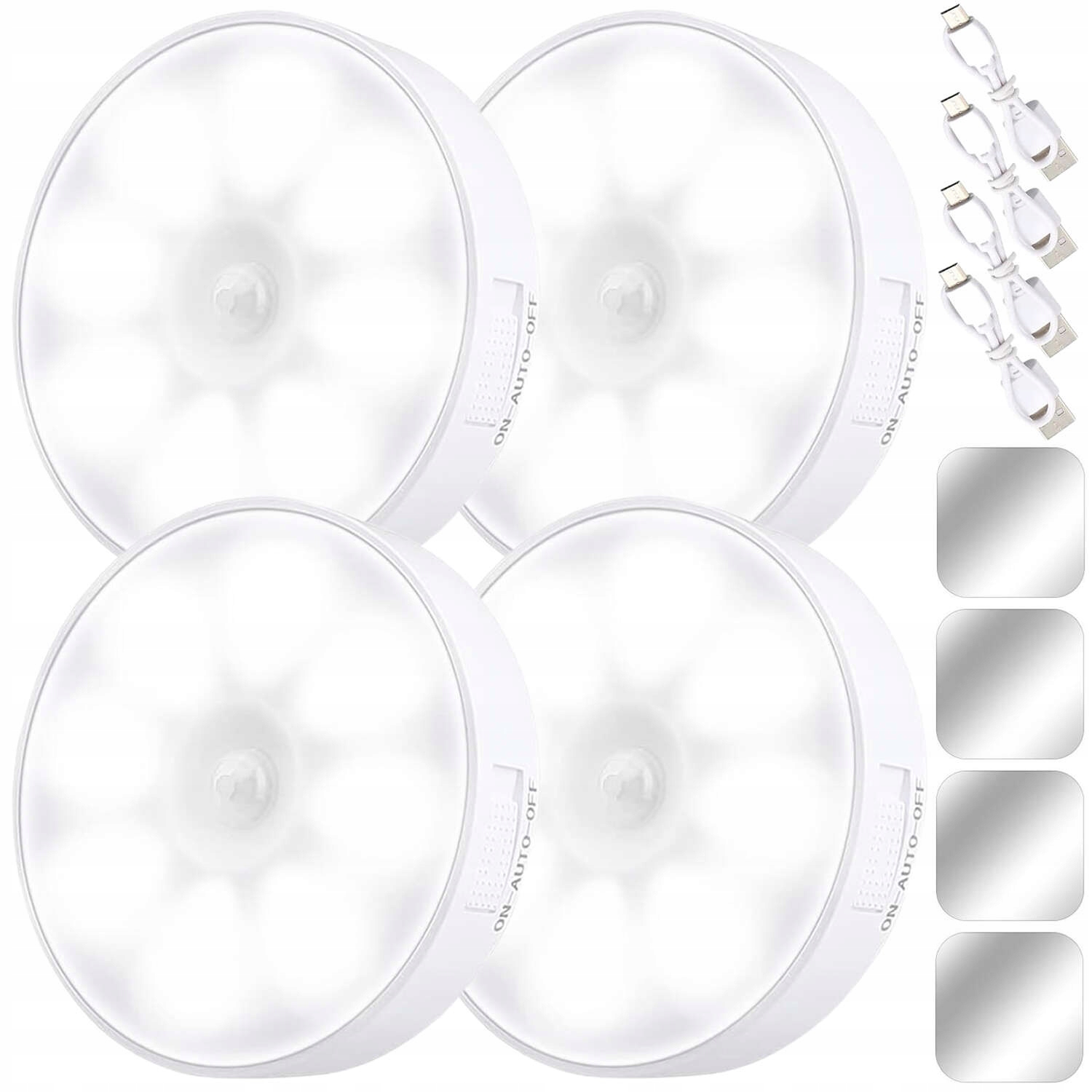 4x Bezdrátová Noční Lampa Led Lampa 3000K Usb S Pohybovým Senzorem Magnet