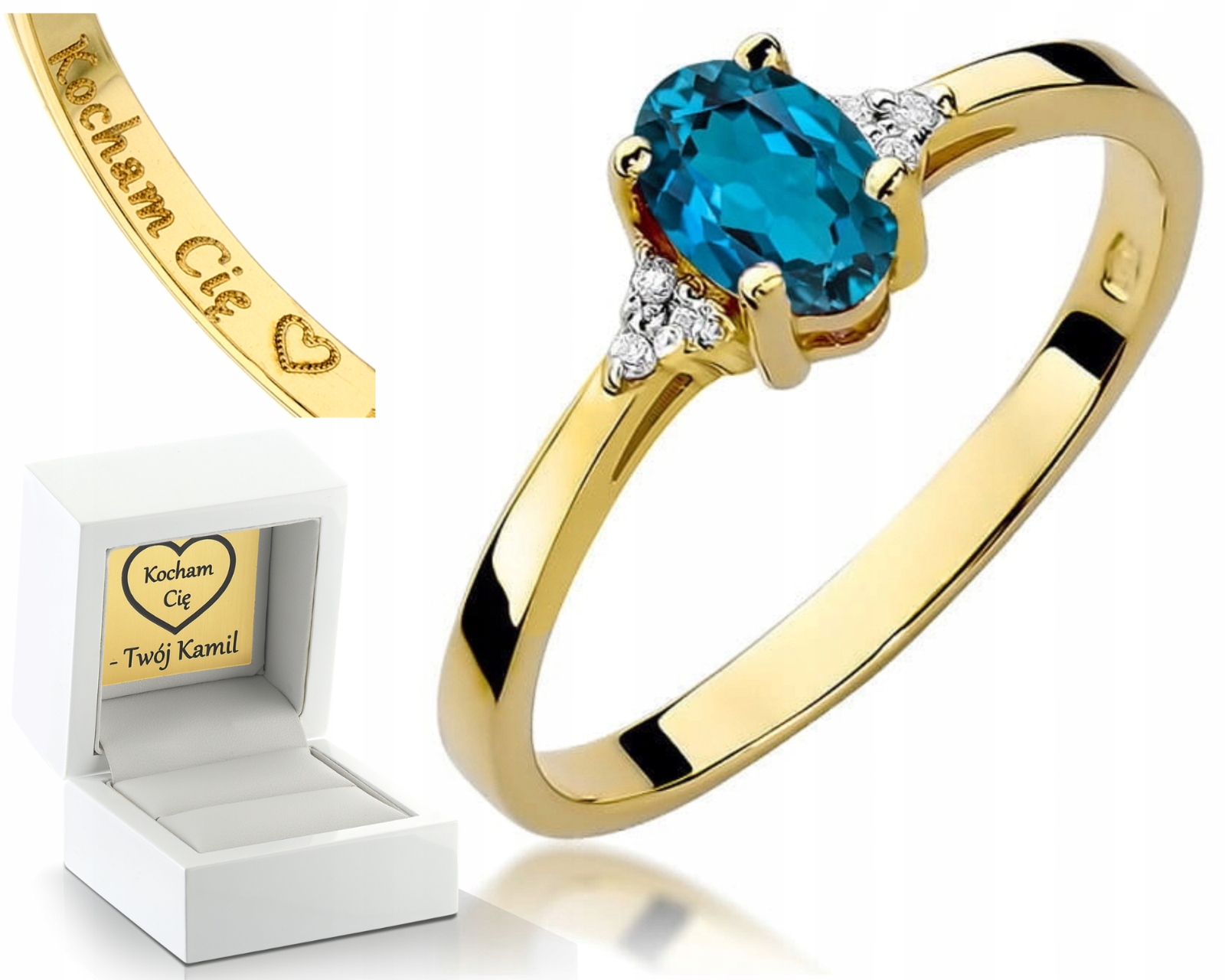 Prstýnek Přírodní Kámen Topaz London Blue 585