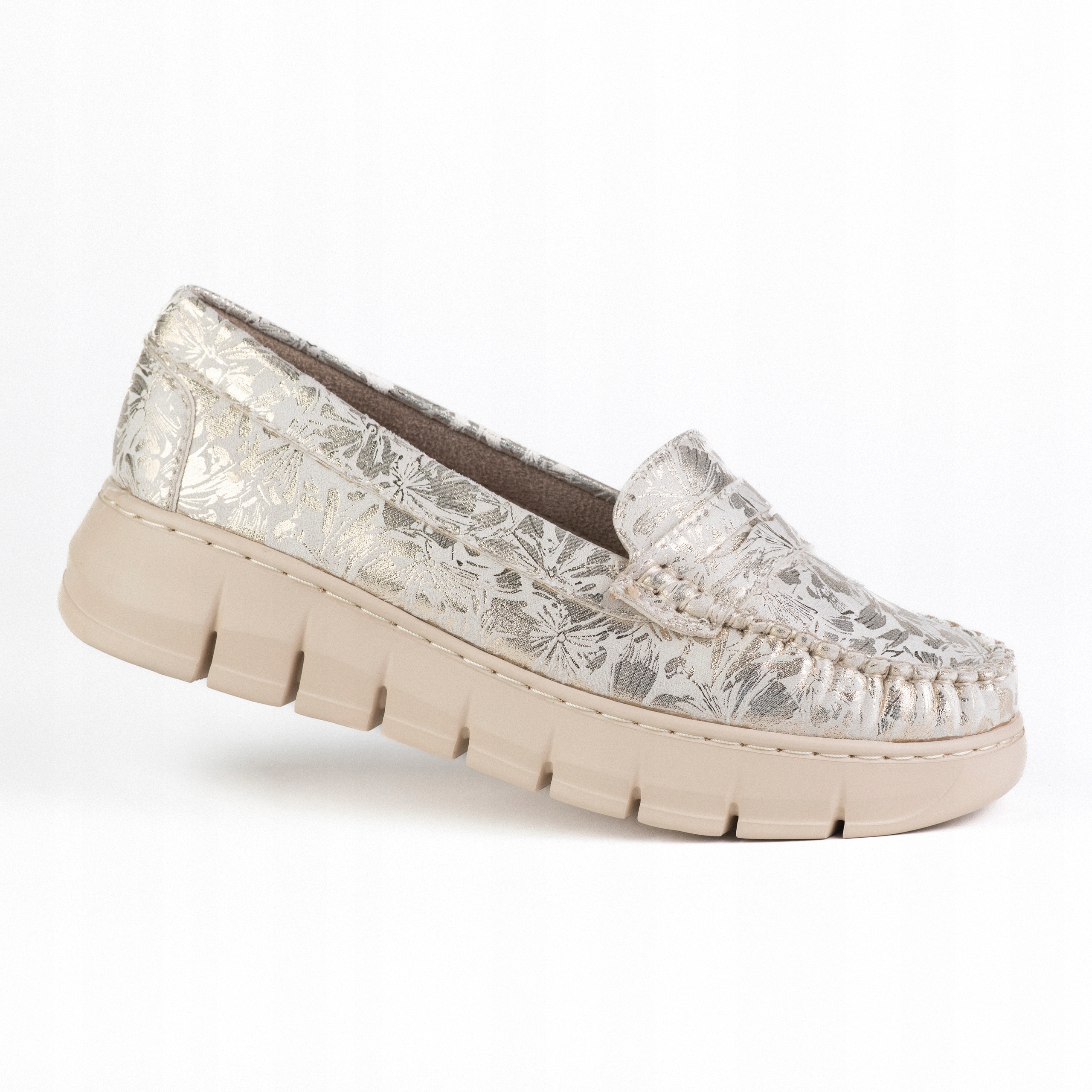 Dámské kožené mokasíny Goodin GD-FL26104 platforma pohodlné zlaté 37