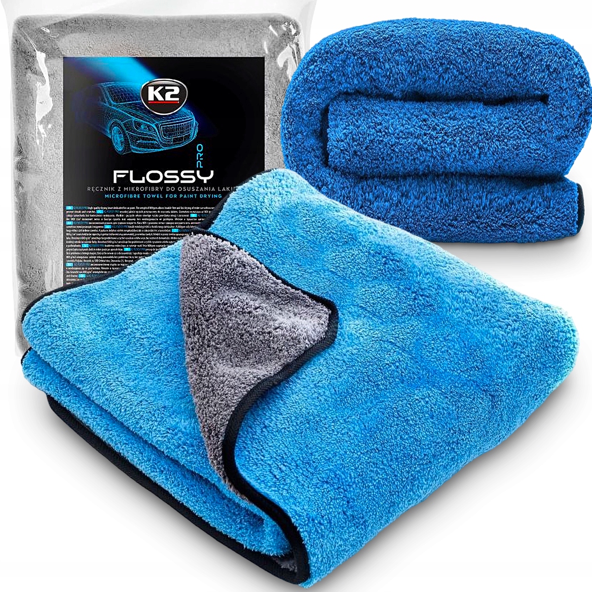 K2 Flossy Pro Ręcznik z Mikrofibry Do Osuszania Lakieru Auta 90x60