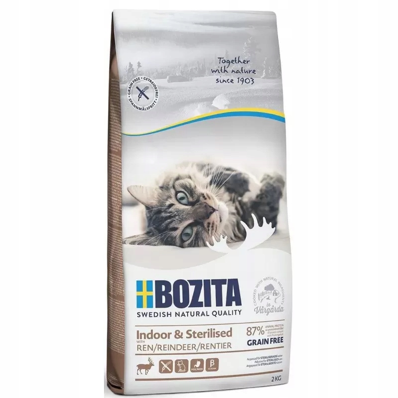 Levně Bozita suché krmivo pro kočky Indoor & Sterilised s Sobem 2kg