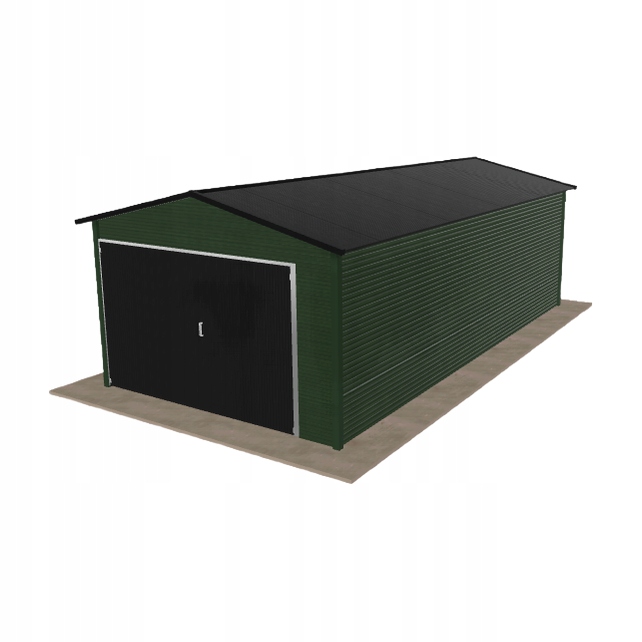 Plechová garáž 3.5 x 7 m jednopolohová, dvouspádová, zelená