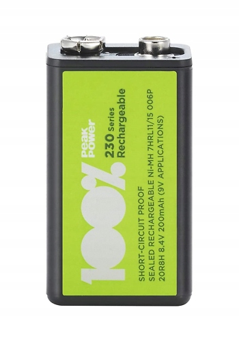 Akumulator 9V 6F22 100% Peak Power (GP) 230mah