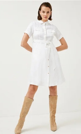 Karen Millen Šaty S Krátkým Rukávem A Lnem 38 2AXD2_B* T5A