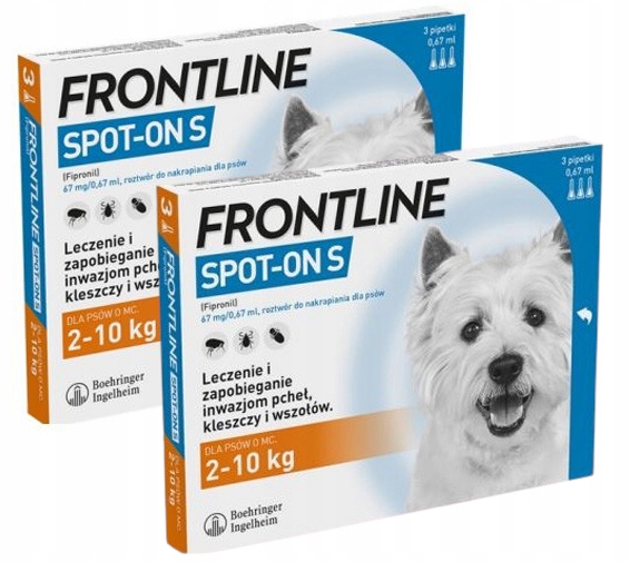 Frontline Spoton Fipronil Krople Na Pchły Kleszcze Dla Psów 2-10kg 6x0,67ml