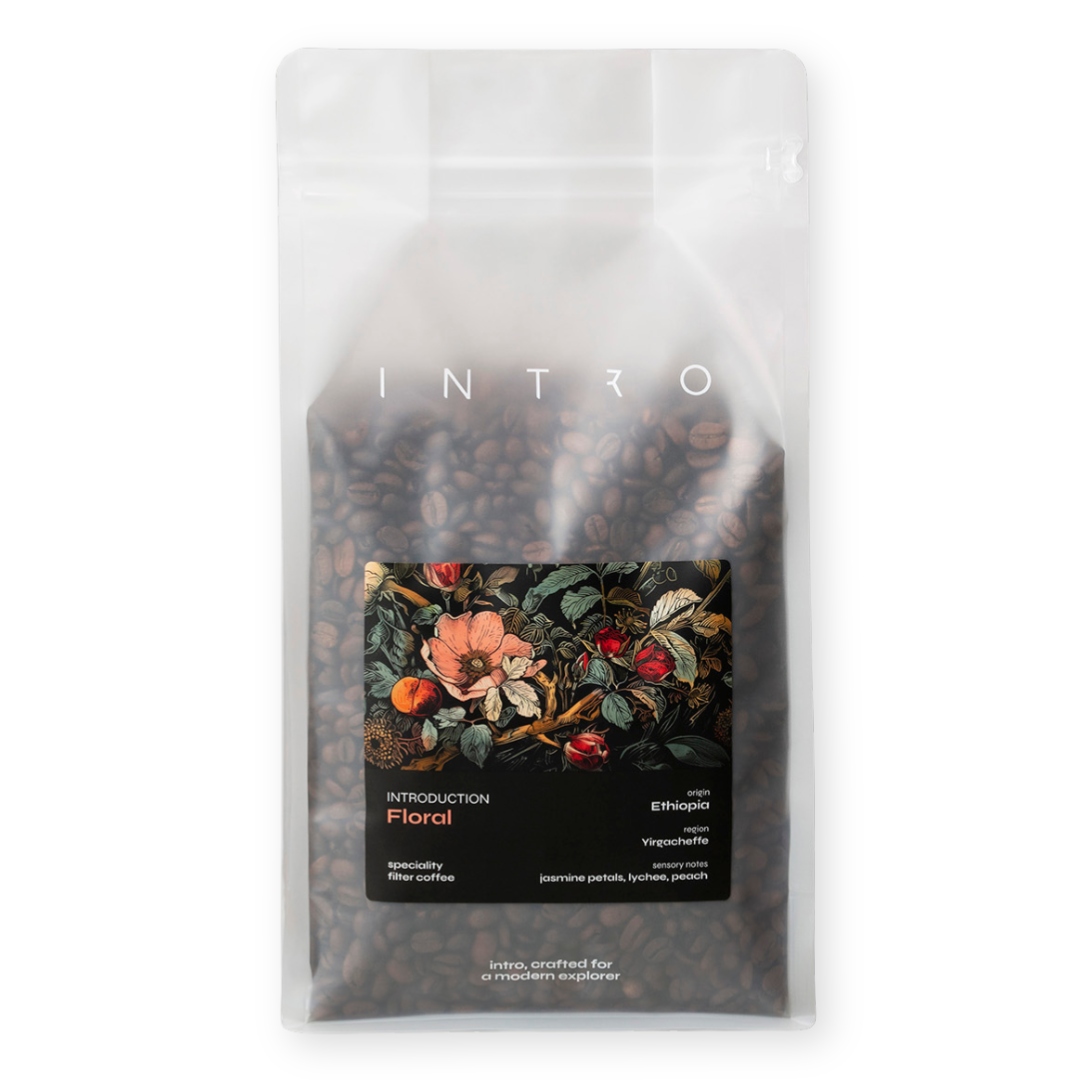 Levně Káva zrnková 1kg Floral Etiopie, káva pro překapávanou přípravu, single Intro