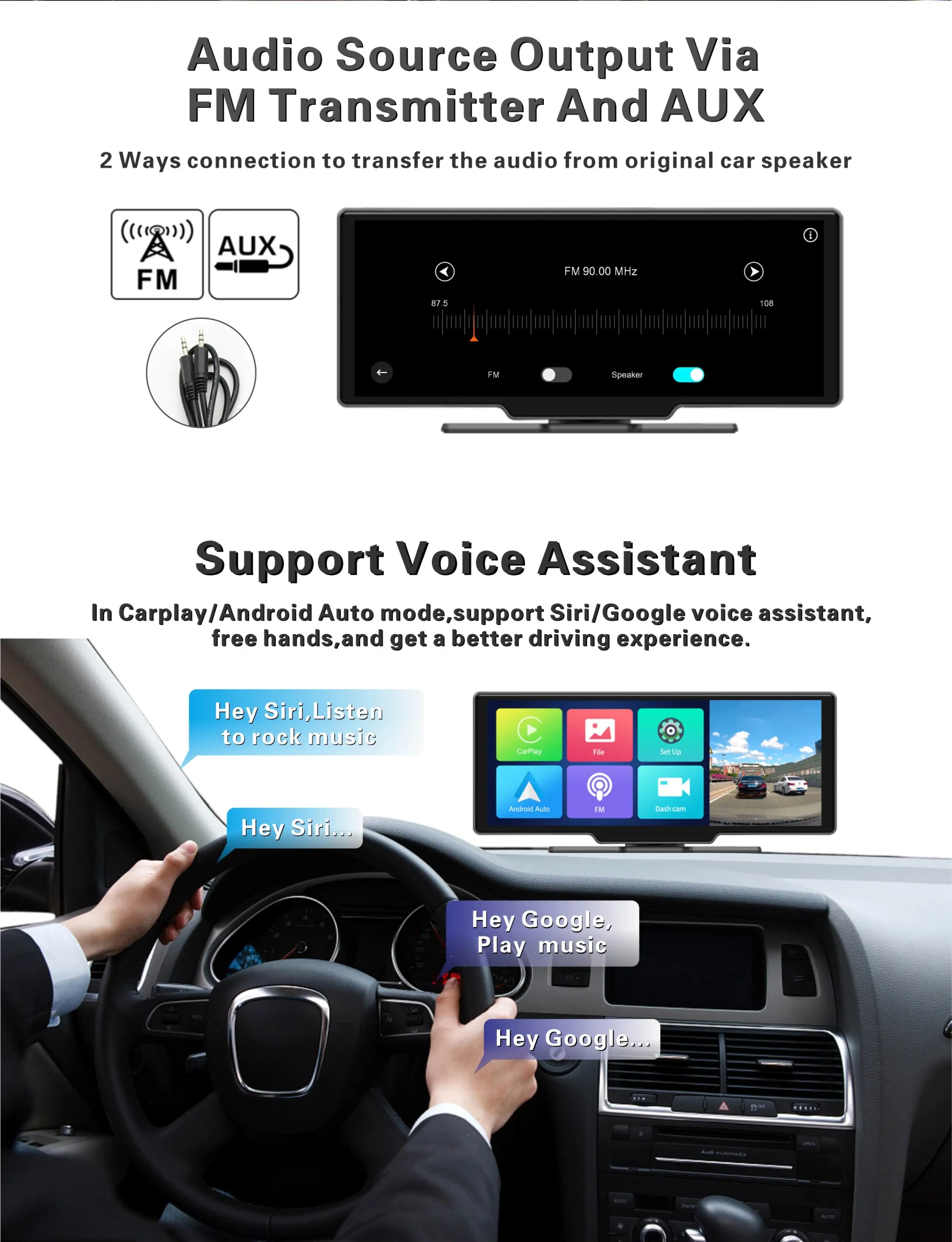 10,36-calowy ekran dotykowy Carplay Android A