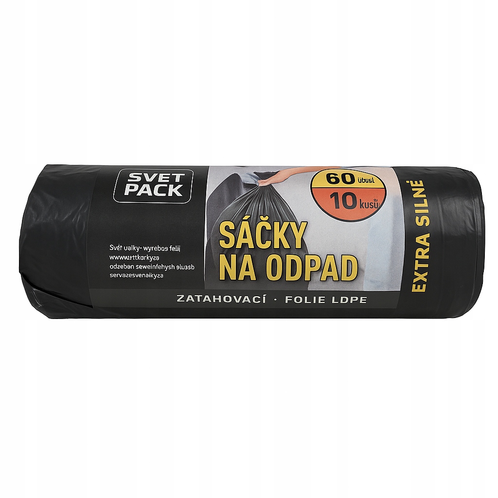 Pytle na odpadky s páskou 60 l 10 kusů Ldpe silná fólie Sada 50 Rolí páska